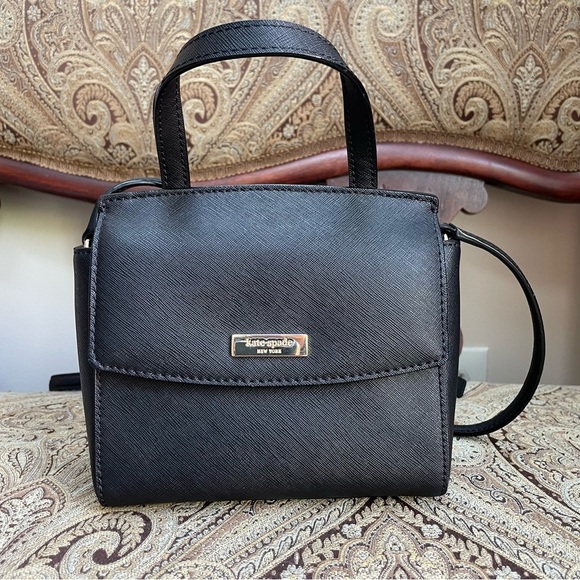 Kate Spade Laurel Way Mini Alisanne Crossbody Bag Black Saffiano Leather - Picture 5 of 15